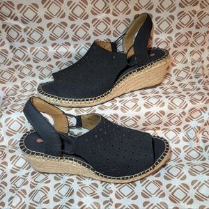 Clark's Black Wedge Sandals